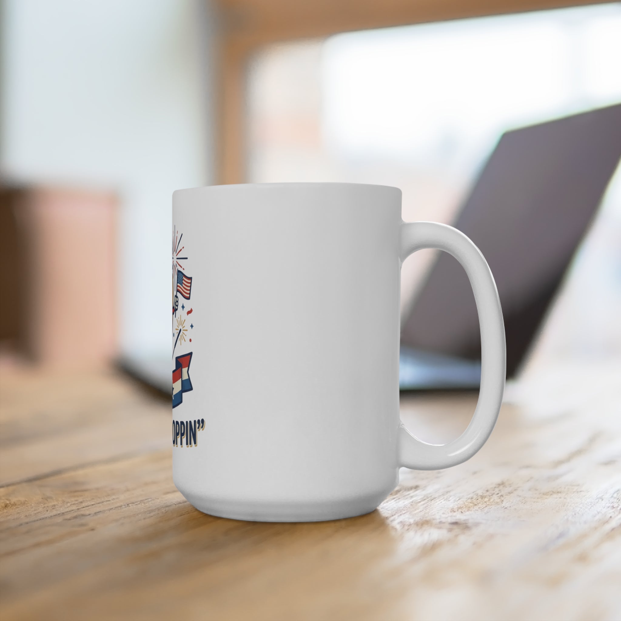 15oz Mug — "Sizzlin' & Poppin'" Patriotic Hot Dog Coffee Cup (4th of July, BBQ Gift)
