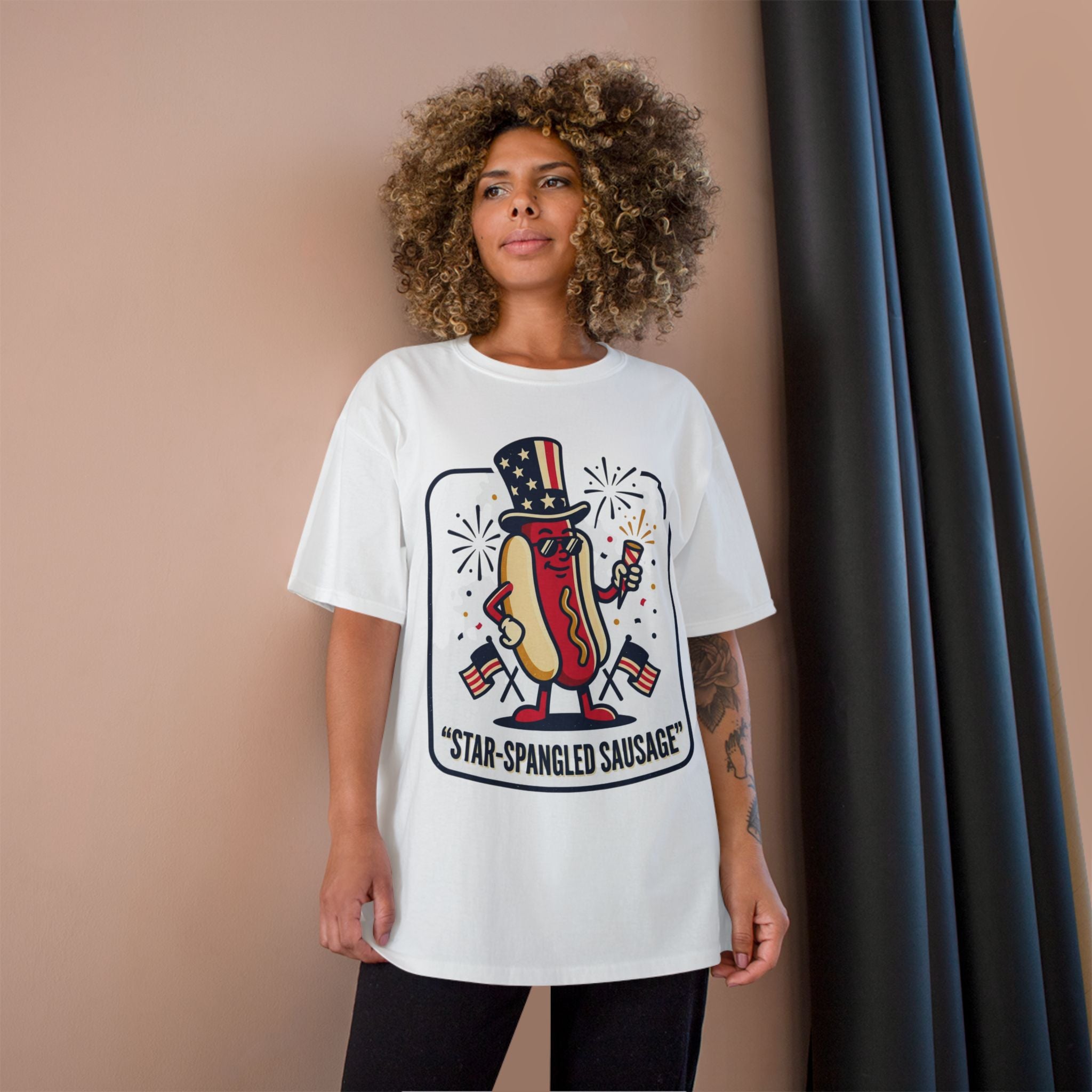 Star-Spangled Sausage T-Shirt — Patriotic Hot Dog Tee for 4th of July