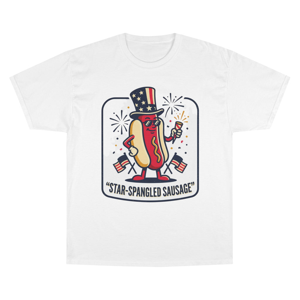 Star-Spangled Sausage T-Shirt — Patriotic Hot Dog Tee for 4th of July