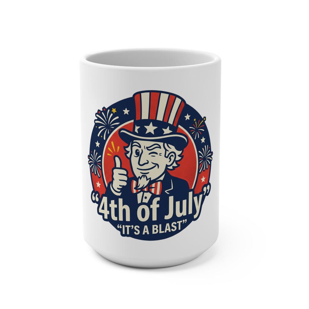 4th of July Ceramic Mug – 'It's a Blast' Patriotic Uncle Sam 15oz
